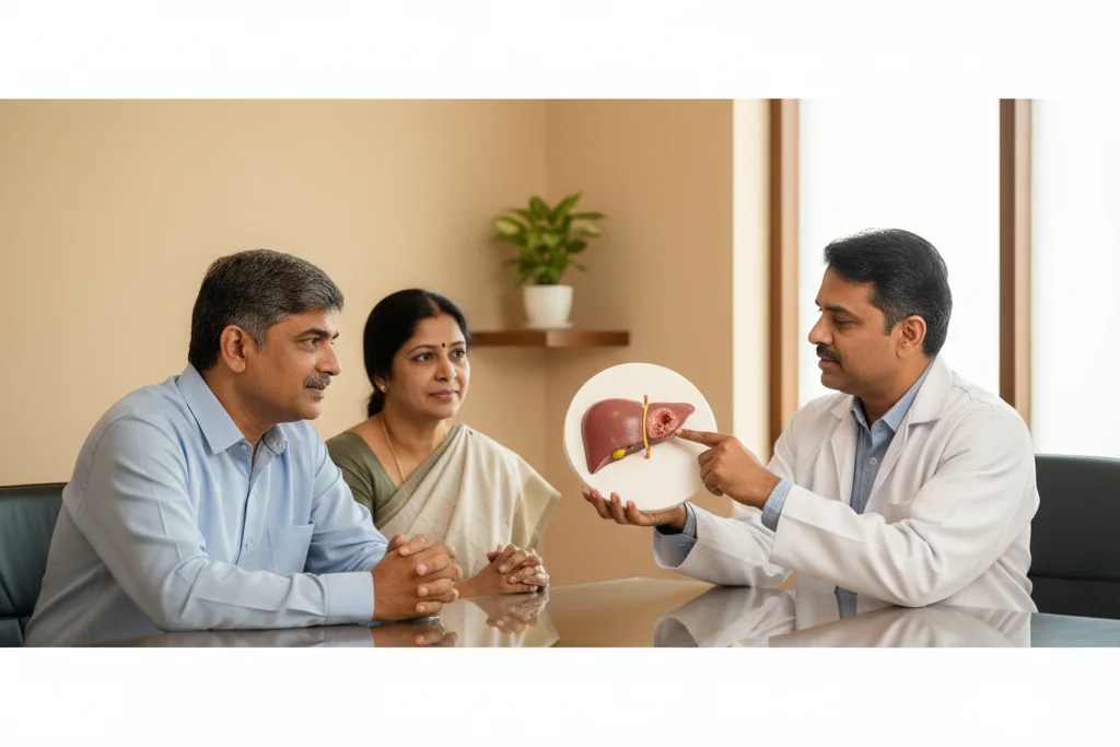 Ultrasound image showing a fatty liver — THANC Hospital Chennai