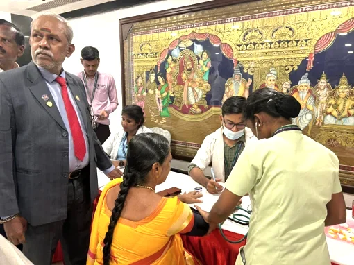 Lions Club official overseeing THANC health screening camp